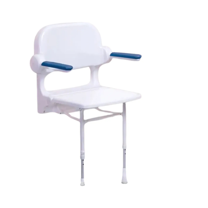 AKW 2000 Series White Standard Shower Seat with Blue Arms