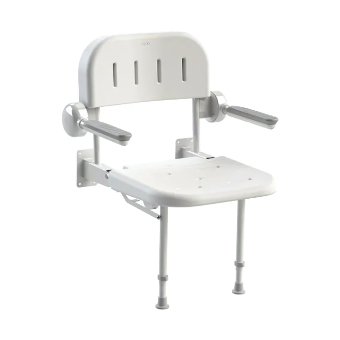 AKW 3000 Series Standard Shower Seat - White Seat & Grey Arms