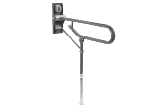 AKW 1800 Series, Fold Up Toilet Support Grab Rail, Adjustable Leg, Mid Grey