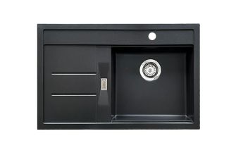 Granberg EST-500-02 PVD Coated Black Shallow Bowl Kitchen Sink with Trap and Flexible Waste Kit - 540 x 440 x 120mm