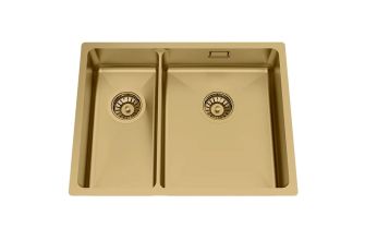 Granberg ES12 Inset or Undermount Shallow Bowl Kitchen Sink with Trap and Flexible Waste Kit - 540 x 440 x 120mm