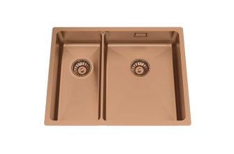 Granberg ES12 Inset or Undermount Shallow Bowl Kitchen Sink with Trap and Flexible Waste Kit - 540 x 440 x 120mm