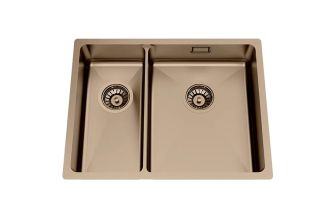 Granberg ES12 Inset or Undermount Shallow Bowl Kitchen Sink with Trap and Flexible Waste Kit - 540 x 440 x 120mm