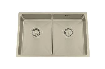 Granberg ES12 Inset or Undermount Shallow Bowl Kitchen Sink with Trap and Flexible Waste Kit - 540 x 440 x 120mm