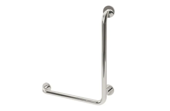 AWS Regent 600x600mm Stainless Steel L Shaped Grab Rail - Right Hand - Mirror Polish Finish